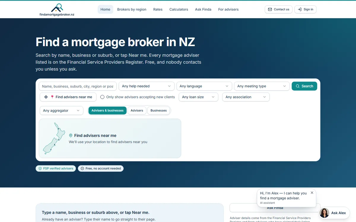 The Find a Mortgage Broker website
