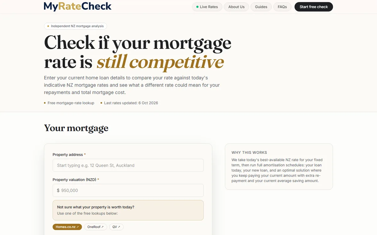 The MyRateCheck website